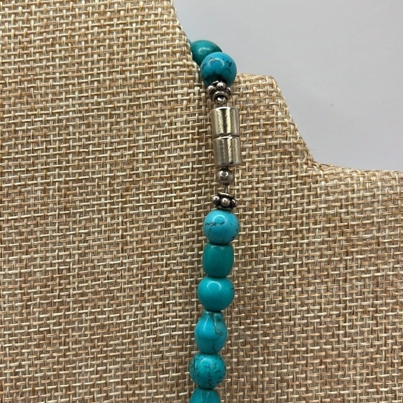 Tigers Eye Necklace Turquoise Howlite Beads Silver Tone Natural Tones - Picture 4 of 8